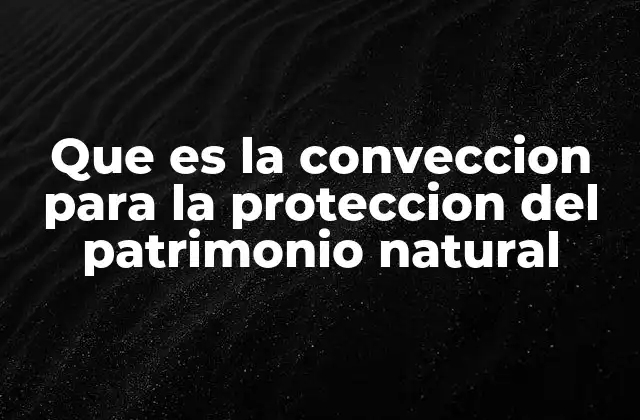 Que es la Conveccion para la Proteccion Del Patrimonio Natural