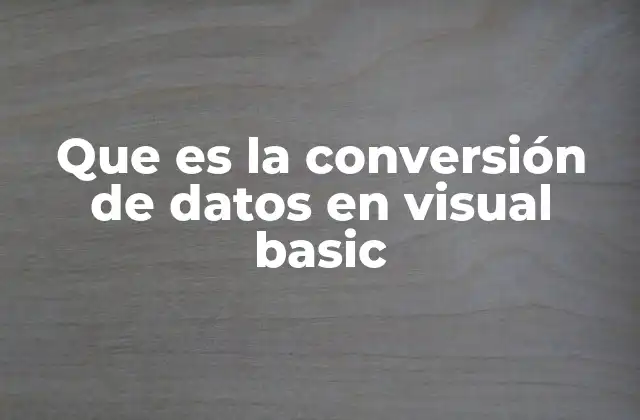 Que es la Conversión de Datos en Visual Basic