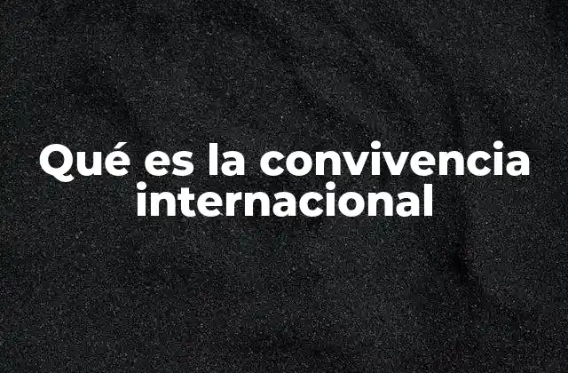 Qué es la Convivencia Internacional