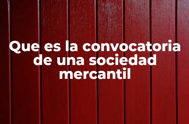 Que es la Convocatoria de una Sociedad Mercantil