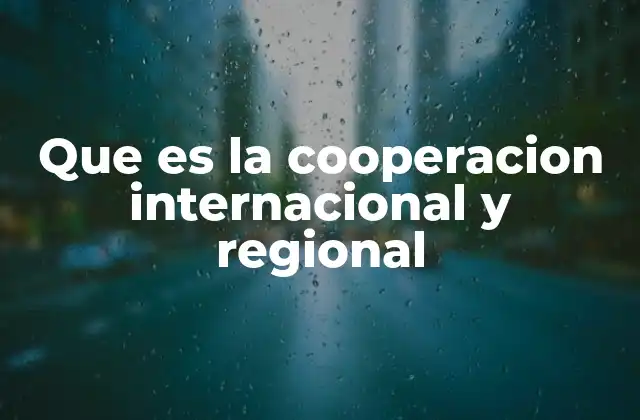 Que es la Cooperacion Internacional y Regional