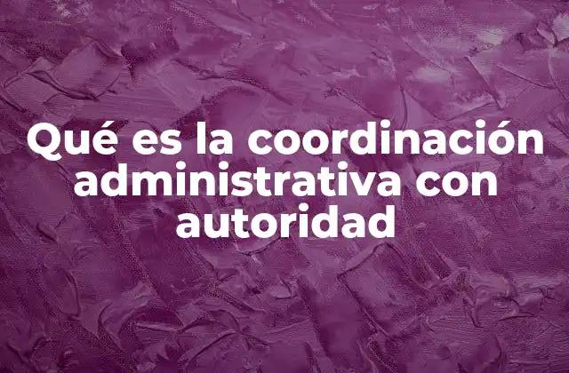 Qué es la Coordinación Administrativa con Autoridad