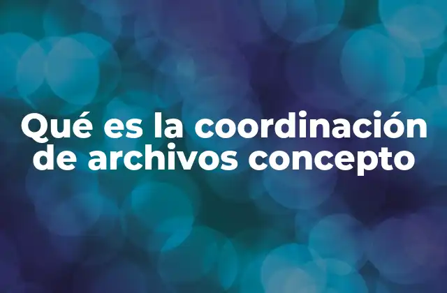 Qué es la Coordinación de Archivos Concepto