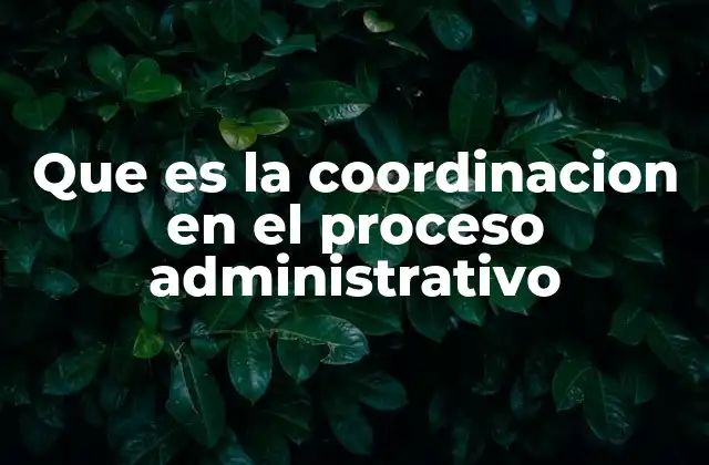 Que es la Coordinacion en el Proceso Administrativo