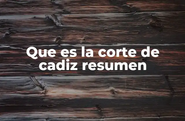 Que es la Corte de Cadiz Resumen