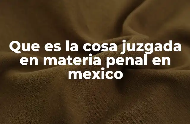 Que es la Cosa Juzgada en Materia Penal en Mexico