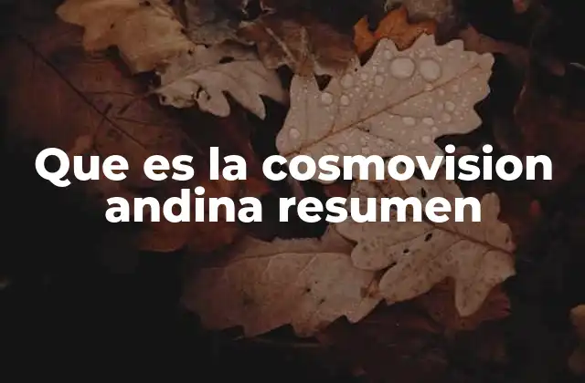 Que es la Cosmovision Andina Resumen