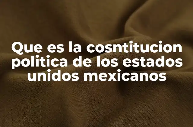 Que es la Cosntitucion Politica de los Estados Unidos Mexicanos
