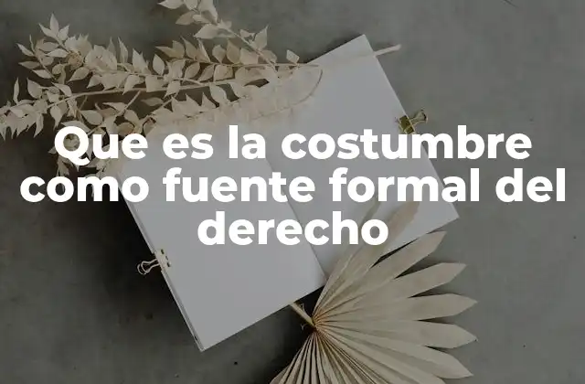 Que es la Costumbre como Fuente Formal Del Derecho