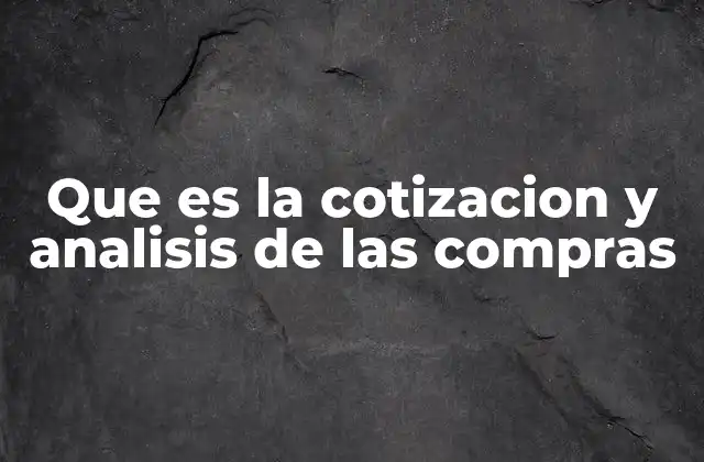 Que es la Cotizacion y Analisis de las Compras