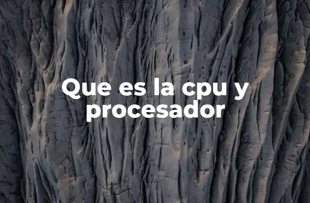 Que es la Cpu y Procesador