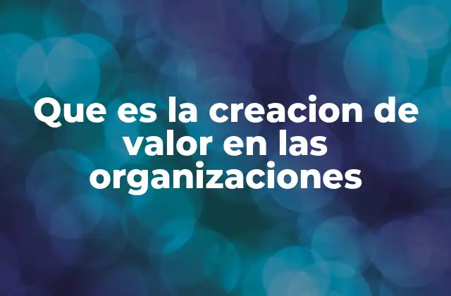 Que es la Creacion de Valor en las Organizaciones