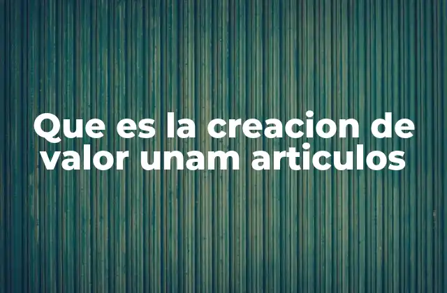 Que es la Creacion de Valor Unam Articulos