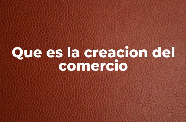 Que es la Creacion Del Comercio
