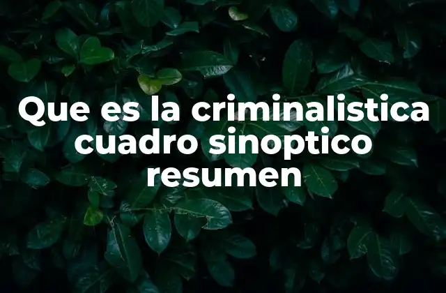 Que es la Criminalistica Cuadro Sinoptico Resumen