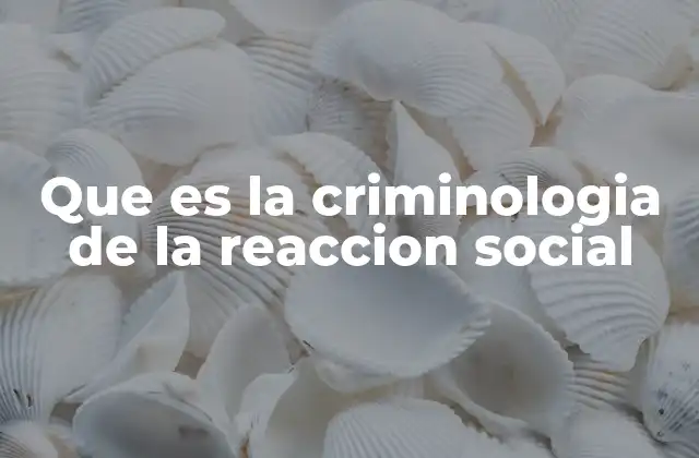 Que es la Criminologia de la Reaccion Social