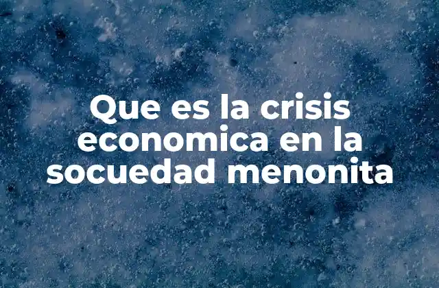 Que es la Crisis Economica en la Socuedad Menonita