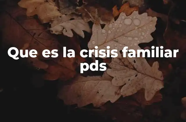 Que es la Crisis Familiar Pds
