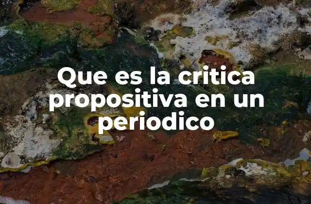 Que es la Critica Propositiva en un Periodico