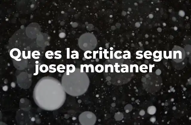 Que es la Critica Segun Josep Montaner