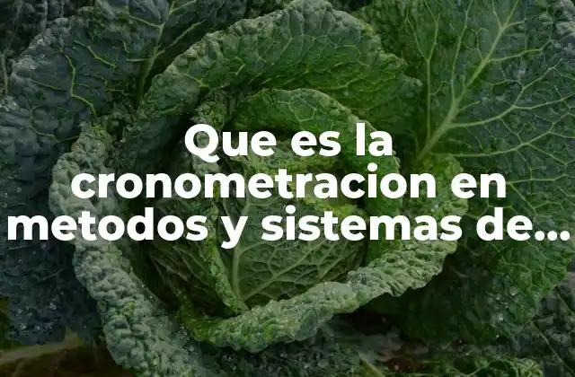 Que es la Cronometracion en Metodos y Sistemas de Trabajo