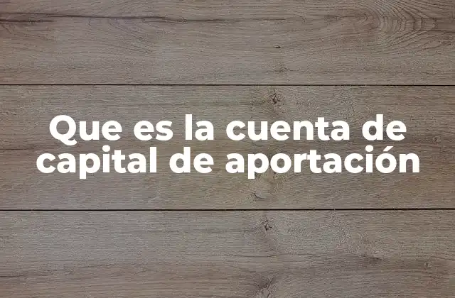 Que es la Cuenta de Capital de Aportación