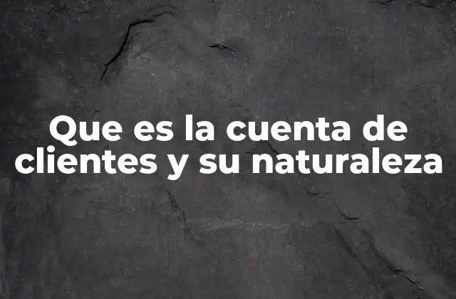 Que es la Cuenta de Clientes y Su Naturaleza