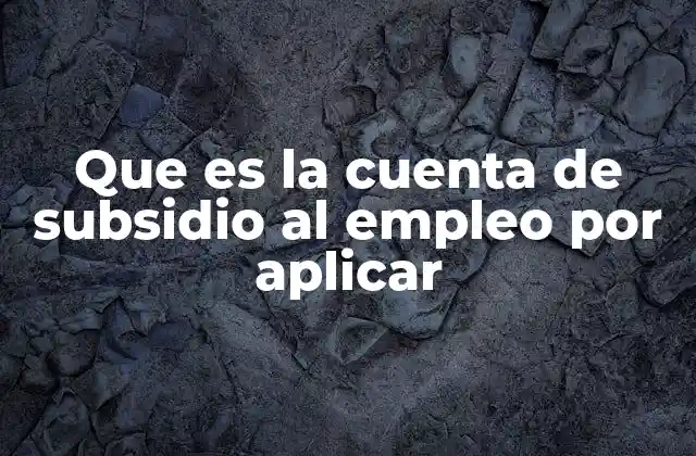 Que es la Cuenta de Subsidio Al Empleo por Aplicar