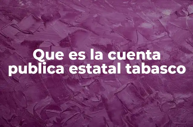Que es la Cuenta Publica Estatal Tabasco