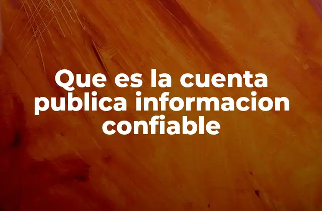 Que es la Cuenta Publica Informacion Confiable