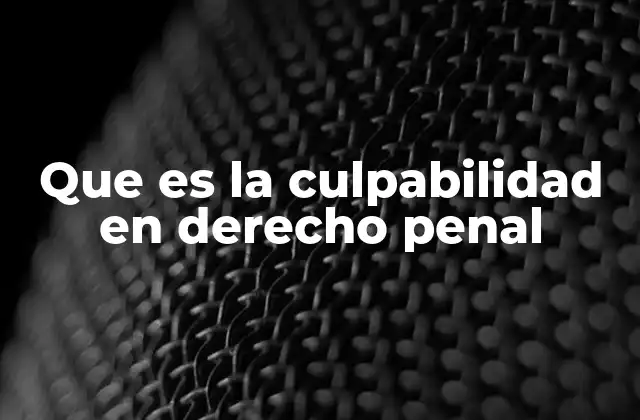 Que es la Culpabilidad en Derecho Penal