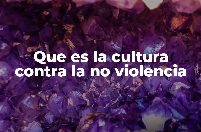 Que es la Cultura contra la No Violencia