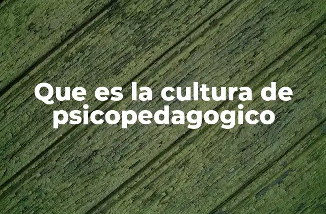 Que es la Cultura de Psicopedagogico