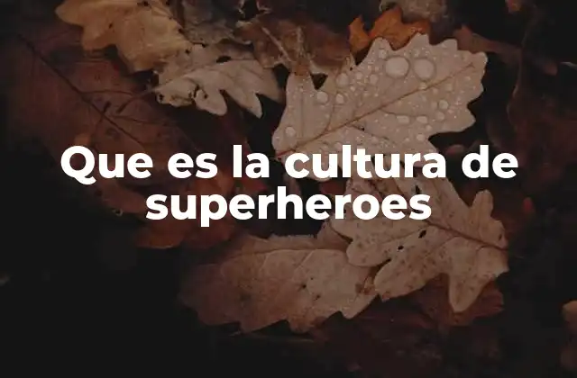Que es la Cultura de Superheroes