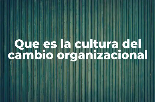 Que es la Cultura Del Cambio Organizacional