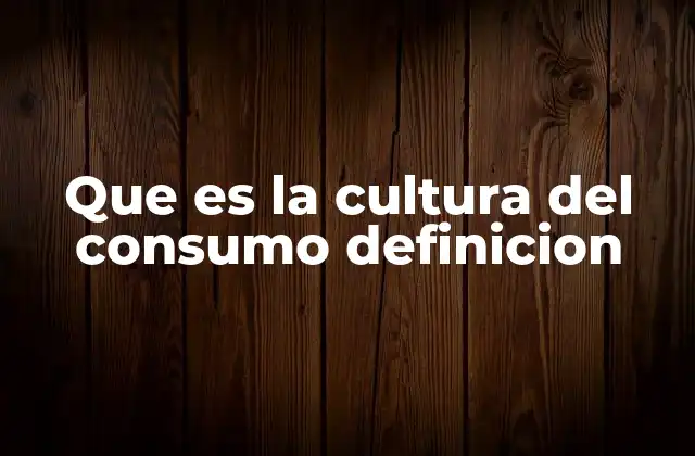 Que es la Cultura Del Consumo Definicion