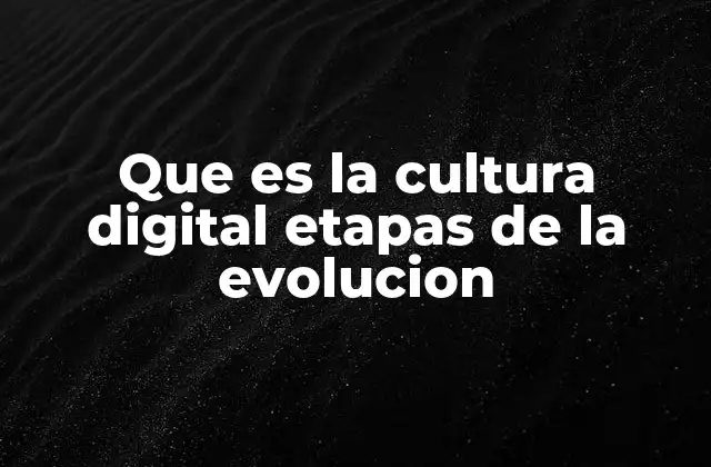 Que es la Cultura Digital Etapas de la Evolucion