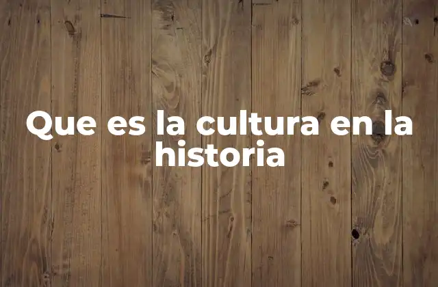 Que es la Cultura en la Historia