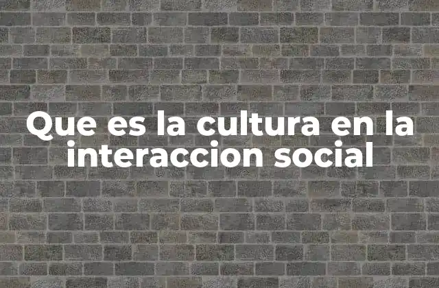 Que es la Cultura en la Interaccion Social