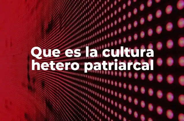 Que es la Cultura Hetero Patriarcal