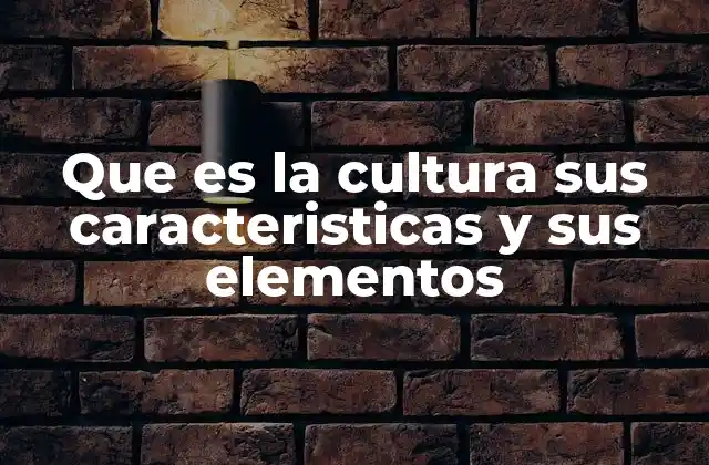 Que es la Cultura Sus Caracteristicas y Sus Elementos