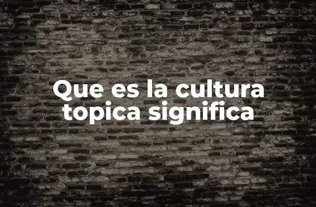Que es la Cultura Topica Significa