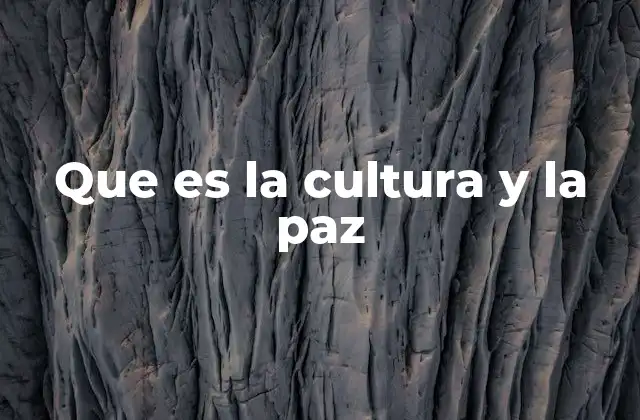 Que es la Cultura y la Paz