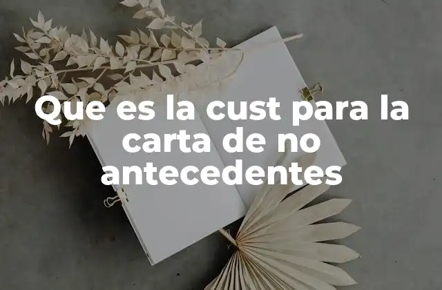 Que es la Cust para la Carta de No Antecedentes