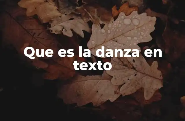 Que es la Danza en Texto