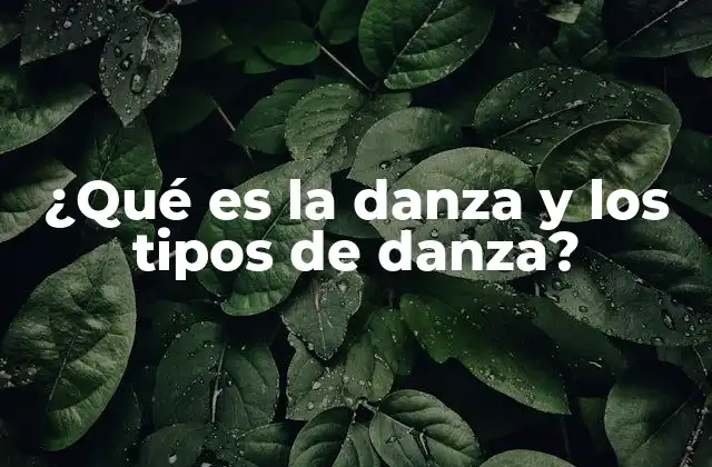 ¿qué es la Danza y los Tipos de Danza?