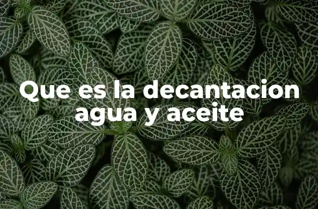 Que es la Decantacion Agua y Aceite