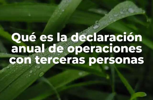 Qué es la Declaración Anual de Operaciones con Terceras Personas