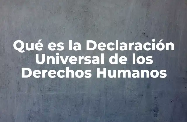 Qué es la Declaración Universal de los Derechos Humanos