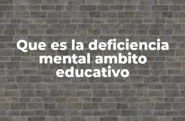 Que es la Deficiencia Mental Ambito Educativo